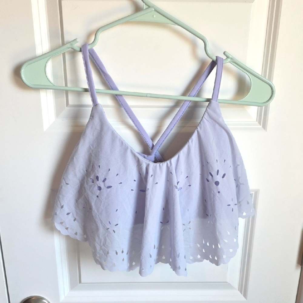 Free People Movement Light Purple Eyelet Active Crop In Women's Size M EUC